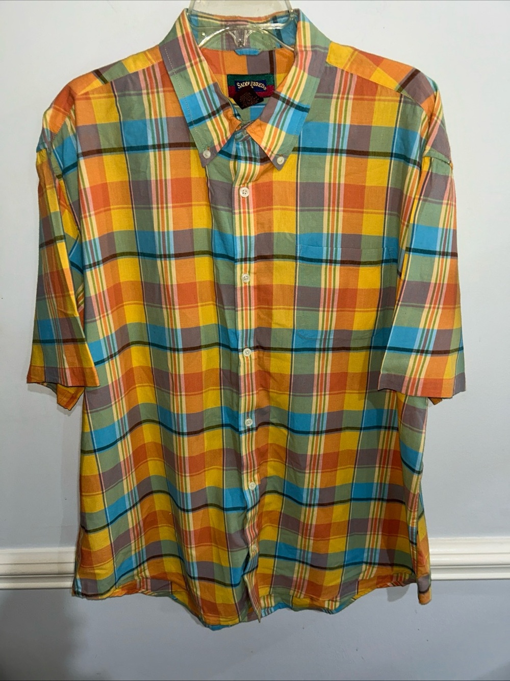 Saddlebred Multicolor Plaid Short-Sleeve Button-Down Shirt
